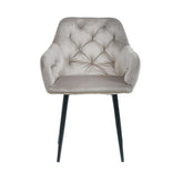 Scaun tip fotoliu living/ dining, taupe, tapiserie catifea, cadru metalic, fix, 62x58x82, Velvet Old